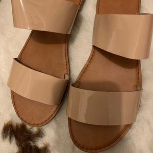 Nude double strap sandals
